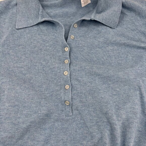 Liz Claiborne Lizsport Blue Cotton Collared Sweater With Button Front XL - Picture 2 of 6
